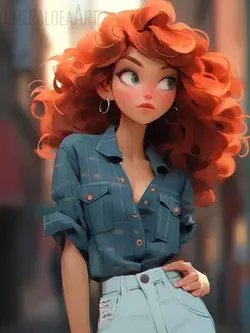 Modern Merida, wearing jeans, Disney Princess