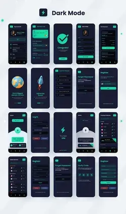 Thunder - A Premium Mobile VPN App UI Kit Thunder - A Premium Mobile VPN App UI Kit