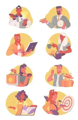 Financial Characters Animated Illustrations in Various Situations