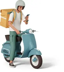 3D delivery boy on scooter illustration