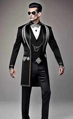 Black and silver men's costume design