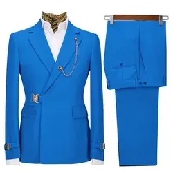 Men's 2 Piece Suit with Metal Clasp Slim Fit Suit Stylish Business & Casual Tuxedo Suit