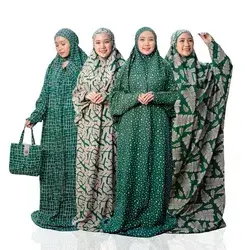 Islamic Praying Clothes | One set Praying Set | Islamic Praying Set | Muslimah Praying Set [green pattern]
