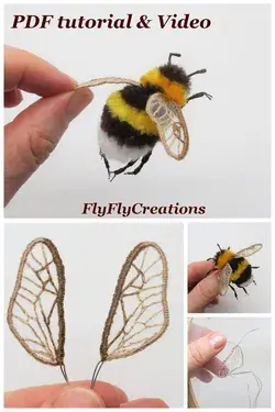 3D embroidered bumblebee PDF tutorial