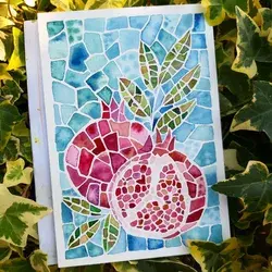 Watercolor Pomegranates rosh hashanah