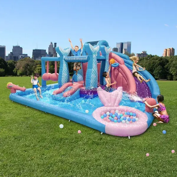 New Design Deluxe Outdoor Fun Mermaid Inflatable Water Slide Splash Pool Park Balls Heavy-duty Nylon Bounce House Climbing Wall - Buy Inflatable Water Slide Pool Park,Inflatable Splash Pool,Mermaid Inflatable Water Slide Product on Alibaba.com