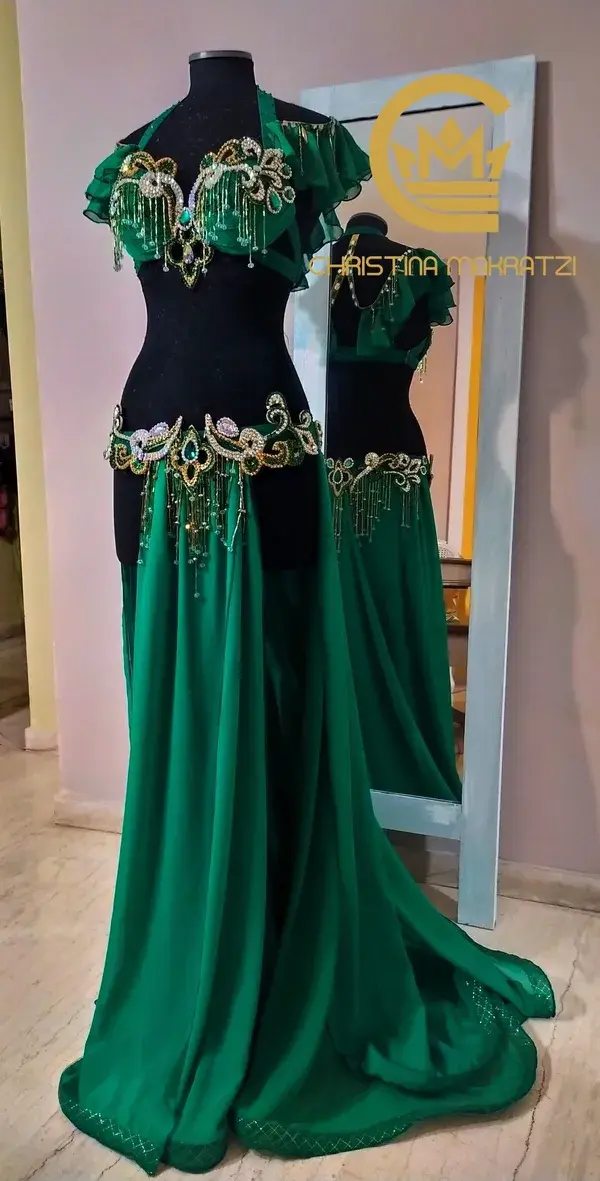 Emerald green belly costume