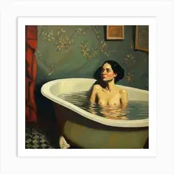 Woman In A Bathtub 1 Art Print