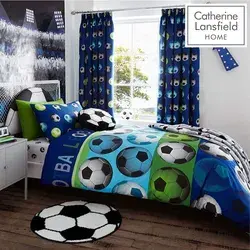Catherine Lansfield Football Reversible Single Duvet Cover Set with Pillowcase Blue : Amazon.co.uk: Home &amp; Kitchen