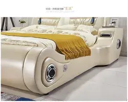 Leather beds luxury modern with led light electric tv spa massage leather bed