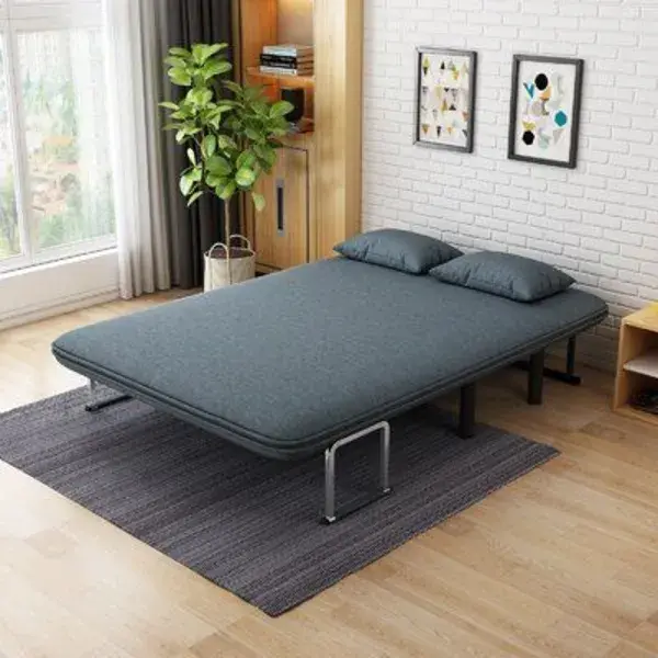 Trule Convertible Sofa Bed Folding Arm Chair Sleeper Leisure Recliner Lounge Couch Linen/Linen Blend in Blue/Brown | Wayfair