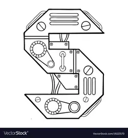 Mechanical letter s engraving Royalty Free Vector Image