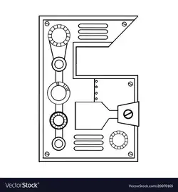 Mechanical number 6 engraving Royalty Free Vector Image