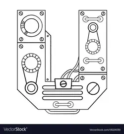 Mechanical letter u engraving Royalty Free Vector Image