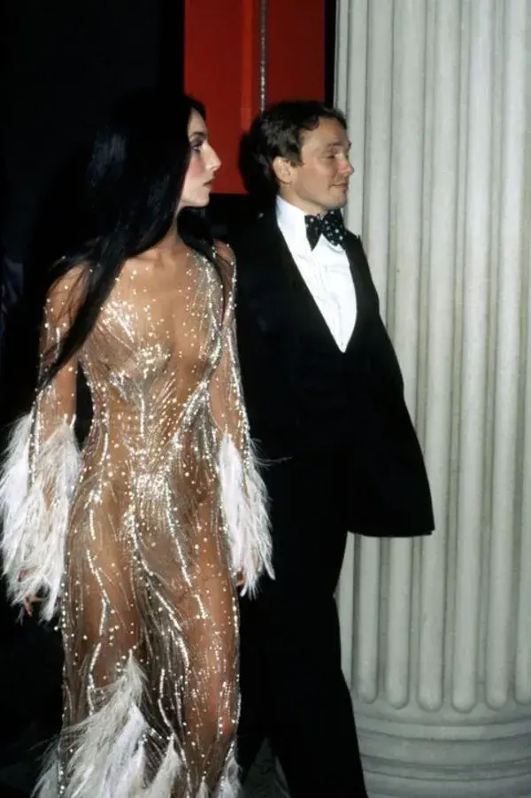 cher at the 1974 met wearing bob mackie