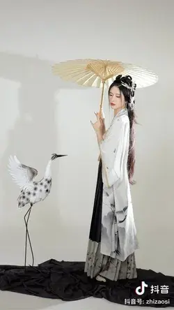 Ink Crane | Modern Beige Hanfu (姑获鸟) – NewMoonDance