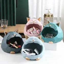 3D Sculpture cat Statue Table Decoration Accessories Storage Money Box Coin Bank Figurine Decor Home Room Decorations