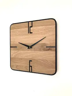 "Modern wall clock made of oak wood, model "Retro", solid wood, 36 cm"