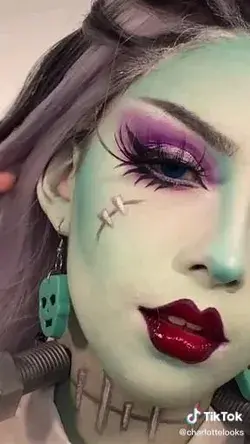 Maquillaje para Halloween de Frankie Stein, tiktok by: @charlottelooks ✨✨✨✨✨