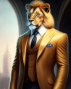 desent Lion business man with gold fashion