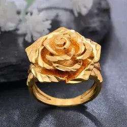 Wedding Rings Ethiopia Dubai Rose Gold Color For Women Girls Flower Simple Finger Trend Ring Jewelry Party