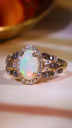 Neapolitan Opal Venetian Mosaic Diamond Ring