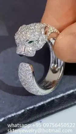 18k White Gold and Paved Diamond Panthère de Cartier Ring