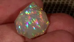 11.26CT~STUNNING GRAND MASTER FACETED ETHIOPIAN WELO OPAL CAB PRISM PATTERN