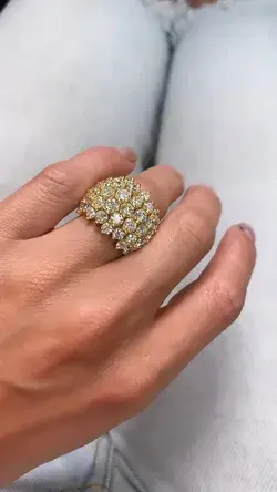 Gold ball diamond cluster cocktail ring