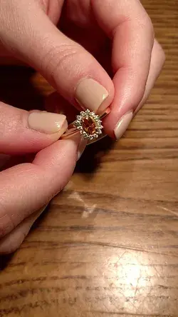 14 Karat Yellow Gold 0.33 carat Oval Orange Sapphire Engagement | wedding ring