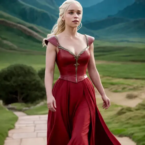 DAENERYS TARGARYEN - RED DRESS (INTELIGÊNCIA ARTIFICIAL)