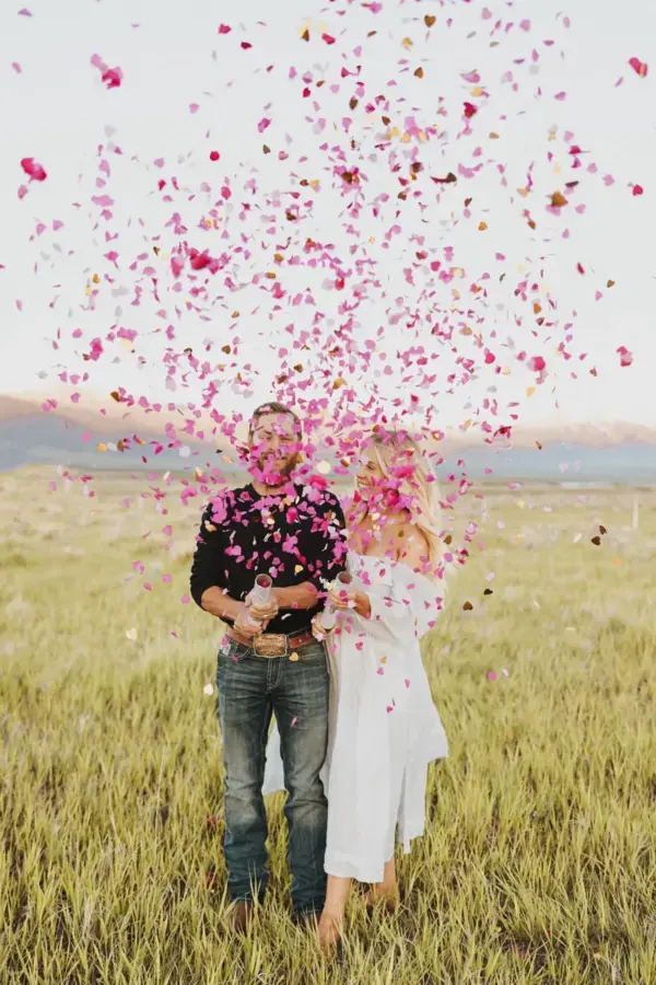 Pop A Heart Confetti Cannon For Gender Reveal Photoshoot