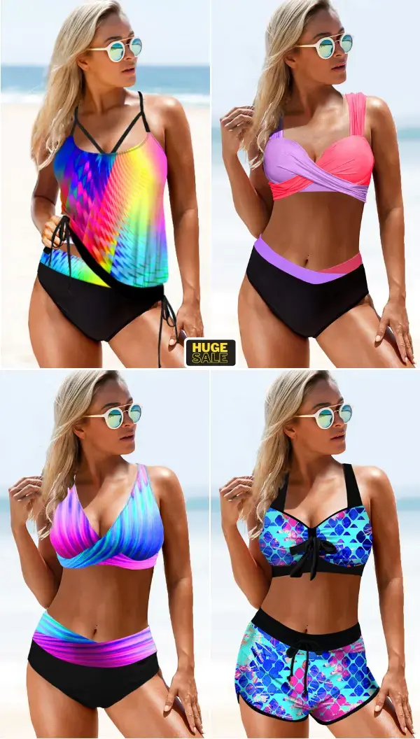 Modlily Colorful High Waist Bikini Tankini~Prepare for your next trip 