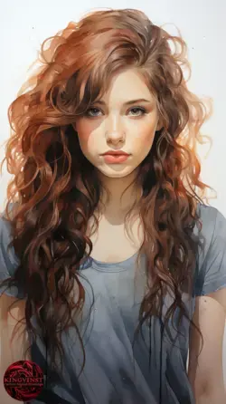Beautiful young woman with curly hair | brown hair | red hair | wavy hair | cute girl | teen girl