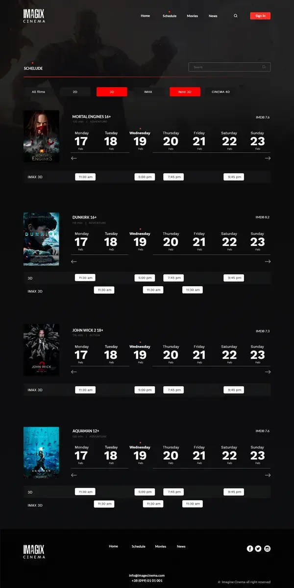 Cinema Web Site Design Pt3