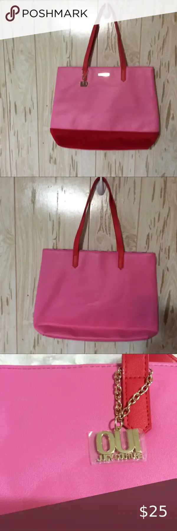 Juicy Couture Just Say Oui Pink and Red Tote Bag