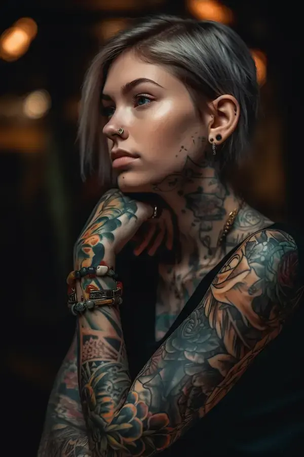Girl covered in tattoos