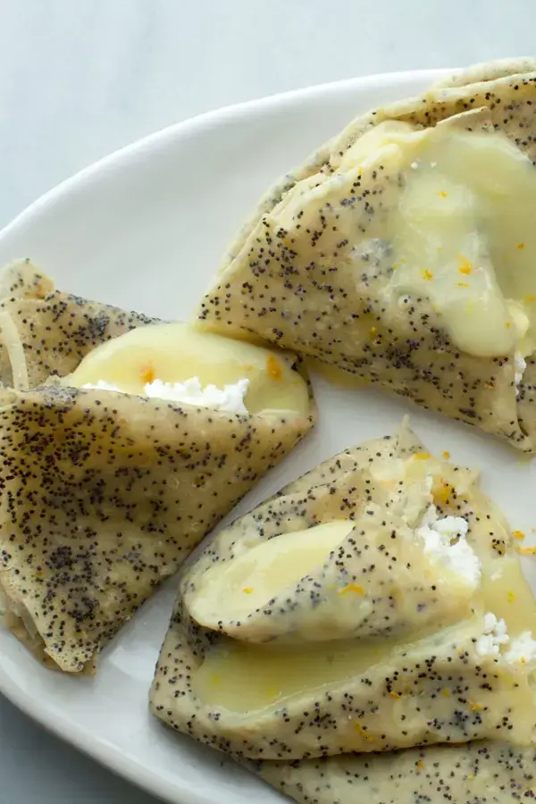 Poppy Seed Crêpes with Tangy Lemon Curd and Ricotta Recipe