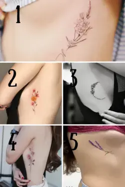 27 Feminine Side Boob Flower Tattoos | Sketch by  Janna Frame