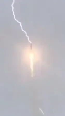 Rocket gets struck by lightning during launch. Soyuz Russian Rocket