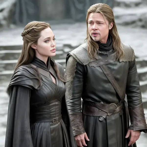 ANGELINA JOLIE AND BRAD PITT IN GAME OF THRONES STYLE (INTELIGÊNCIA ARTIFICIAL)