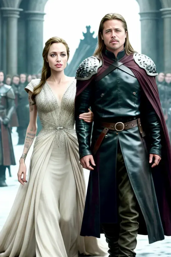 ANGELINA JOLIE AND BRAD PITT IN GAME OF THRONES STYLE (INTELIGÊNCIA ARTIFICIAL)