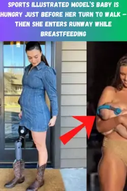 Sports Illustrated model’s baby is hungry just before her turn to walk – then she enters runway