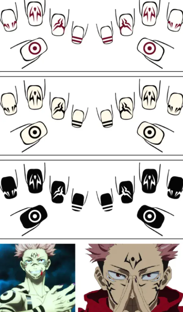 Sukuna Nail Art Jujutsu Kaisen