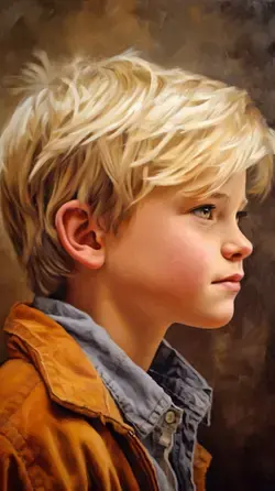 Cute boy | boy portrait | boy with blond hair | oil painting | realistic drawing | young boy