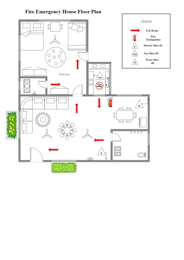 Home Fire Escape Plan | EdrawMax Free Editbale Printable