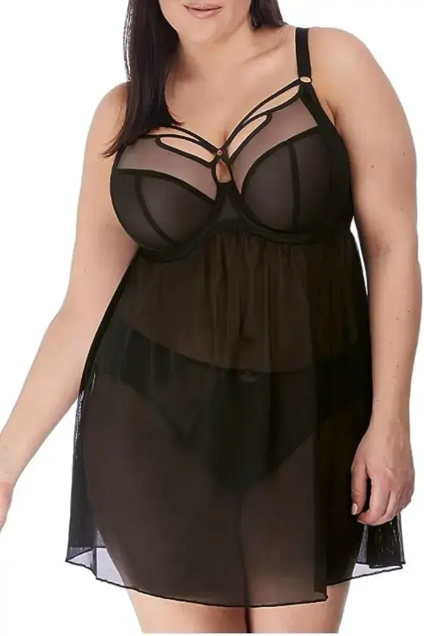 Elomi Women's Plus Size Sachi Underwire Babydoll Chemise.