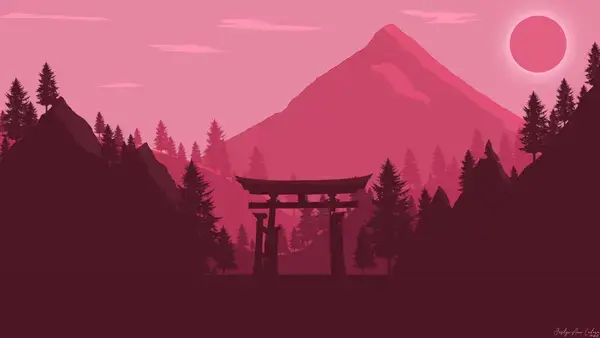 Torii Gate - Minimalist Flat Art