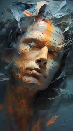 a digital painting of a man with his eyes closed