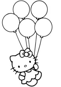 Kitty And Bollon Shape Circle Coloring Pages